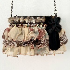 Mary Frances Vintage Mini Purse, Elegant Multicolor Ruffle Bag, Never Been Used